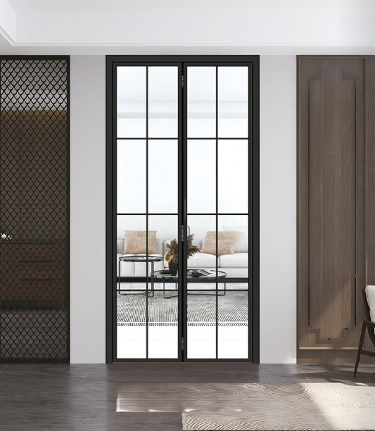 Contemporary Grid Double Door